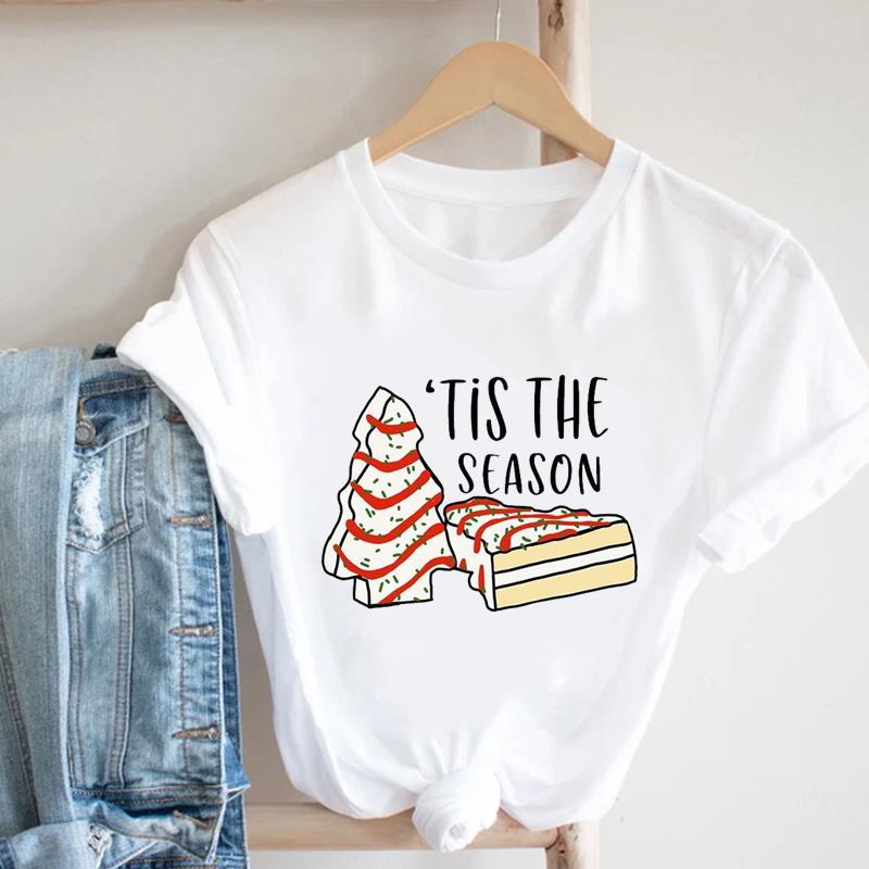 

(Азиатский размер) Футболка с надписью Trend в стиле 90-х годов с Рождеством, Новым годом и праздником, повседневная женская футболка с принтом и коротким рукавом, модные футболки с рисунком