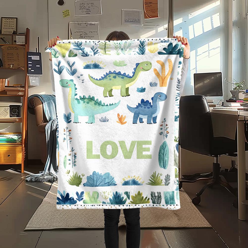 Dinosaur Dog Black Cat Print Flannel Blanket,High quality Comfortable for All Seasons,Home Decor,Warmth and Comfort,Perfect for Christmas Gifts