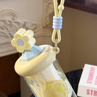 Süße 700ml Blumentee-Gläser Große Kapazität mit Strohhalm Wasserflasche Auslaufsicher Trinkgefäße Sommergebrauch