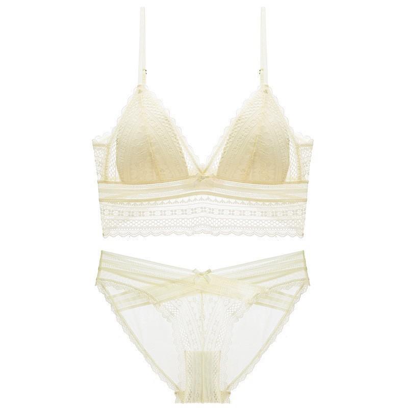 French Lace Lingerie Set, Women's Sexy Elegant Bra and Panty Set, Nylon Spandex