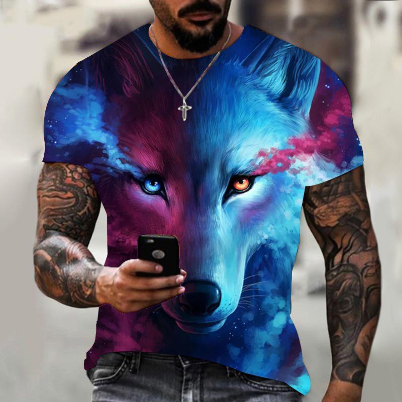 Fashion animal wolf 3D printed T-shirt for men and women summer casual short sleeved cool wolf shirt top