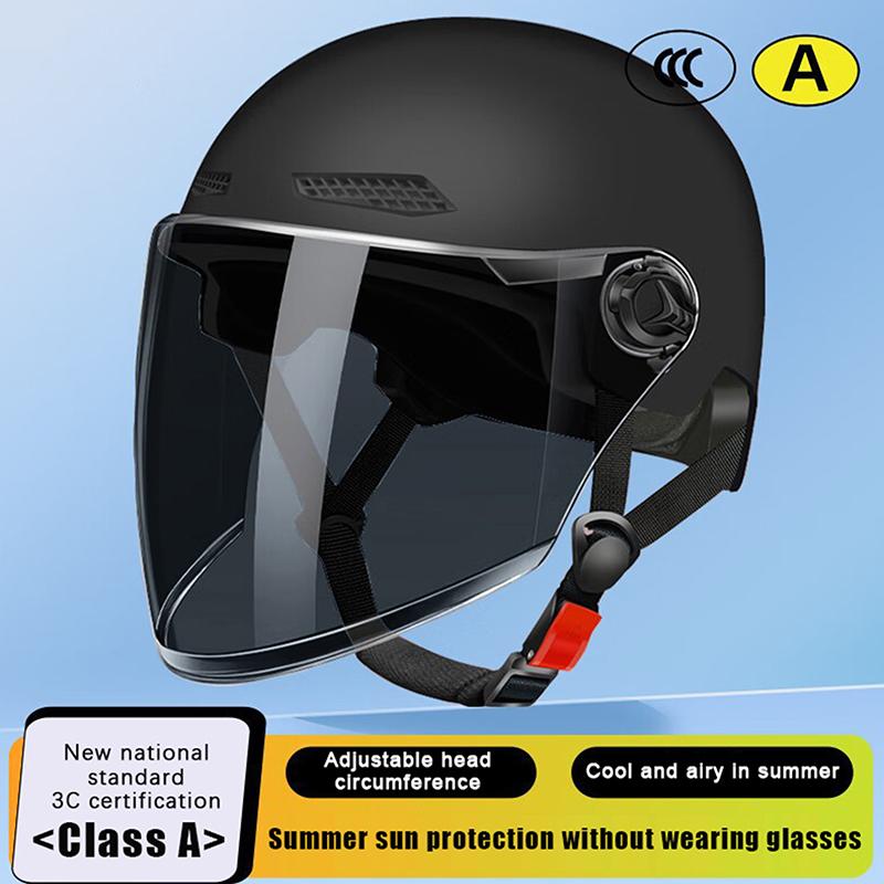 1 Piece 3C Certified Men'S And Women'S Adult Cartoon Electric Bicycle Motorcycle Half Helmet With Goggles Bicycle Safety Helmet