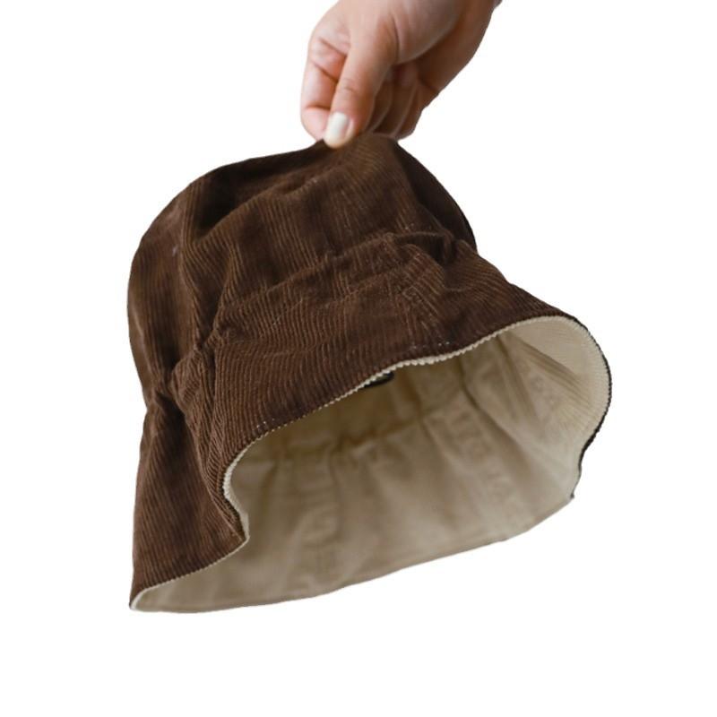 Double-sided Can Wear Large Eaves Hat Simple Design Bucket Hat British Retro Versatile Face Small Literary Hat