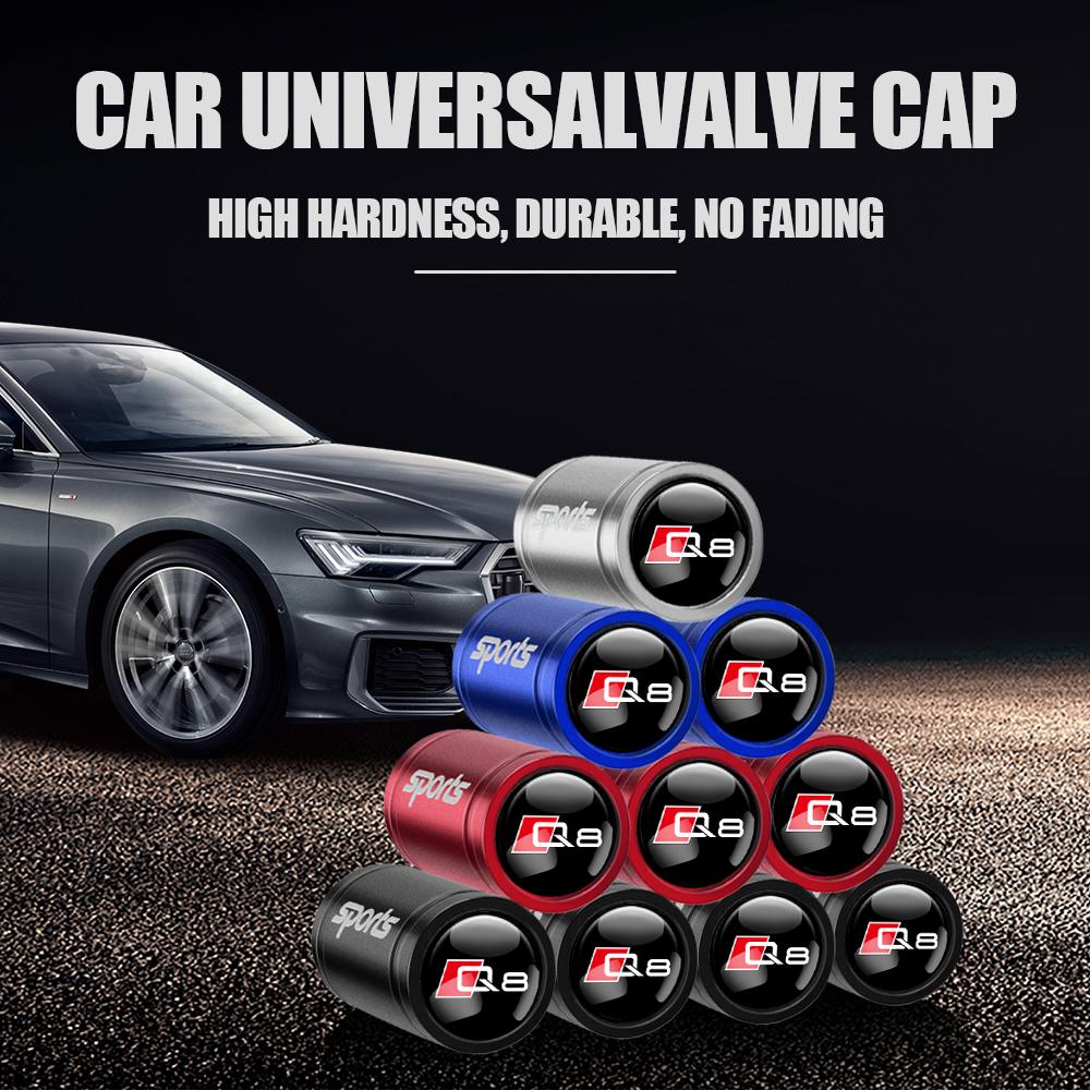 For Audi 8V4Pcs Auto Tire Valve Caps Decor Car Motorcycle Bicycle Wheel Hub Valve Stem Cover For Audi TT S Sline RS A1 A3 A6 A5 A7 A8 Q3 Q5