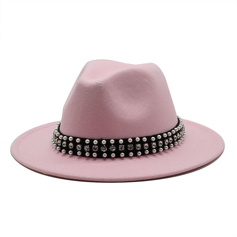 Woolen Rose Topper Hat Dame Hat Flat Brim Hat