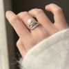 Adjustable 9-10mm Natural Pearl Ring, 14K Gold Plated Asymmetrical Bypass Cocktail Ring, Ins Style Dainty Gift for Women