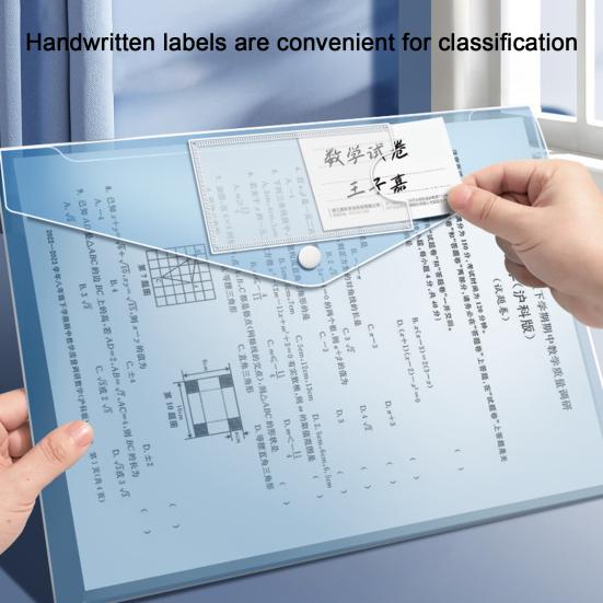 10 Pcs Plastic Envelope File Folder Clear A4 Letter Size Document Organizer with Snap Button for Home Office Business Travel