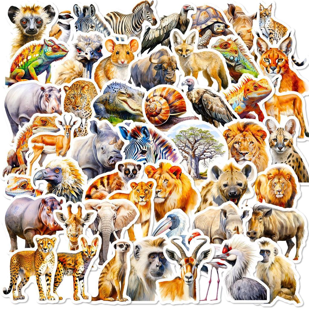 50 Realistic African Animal New Products, Personalized and Independent DIY Decorative Stickers, Waterproof Stickers, Hand Accounts