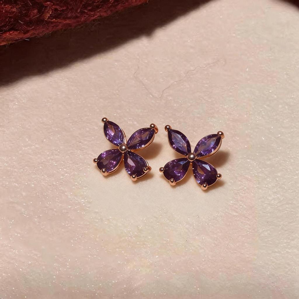 Silver Needle Zirconia Water Drop Flower Stud Earrings - Exquisite, Sweet, Fresh, High-End Ear Jewelry.