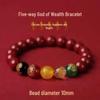 Cinnabar Five Gods of Wealth Bracelet - Luck-Changing Hand String with Purple Gold Sand Beads for Men and Women