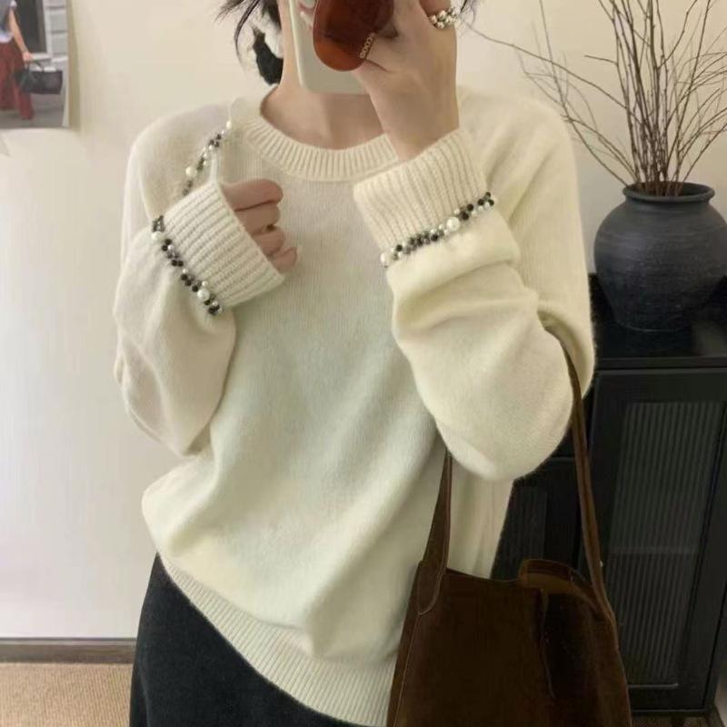 2025 Years of Autumn and Winter Bead Design Sweet Sweater for Women One Size 3598₽