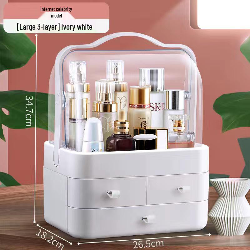 Compact Skincare Cosmetics Organizer: Handheld, Dustproof Drawer Rack for Desktop Storage