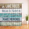 Rustic Lake Rules Shower Curtain Lake House Funny Quote Rural Lakeside Cabin Wooden Board Fishing Lodge Outdoor Life Camping Hunting Barn Door