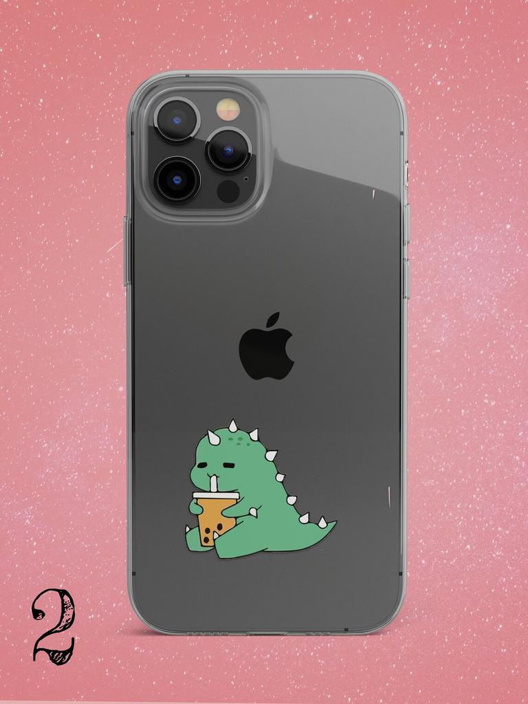 Cute Dino Clear Phone Case for iPhone 13 12 11 14 15 Pro Max Case Mini XR XS Max 7 8 Plus SE Case Silicone Tpu Dinosaur Cover