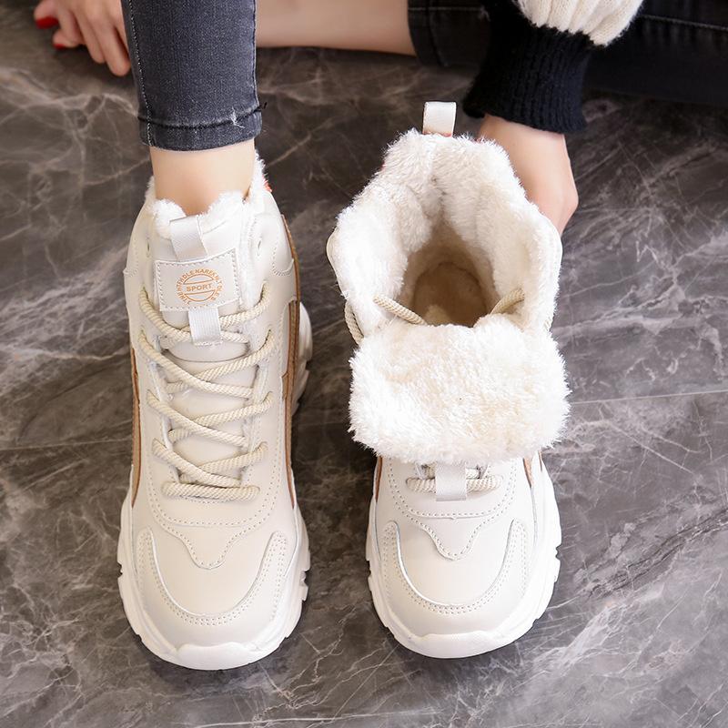 Fashion New Women's Snow Boots Fleece-Lined Warm Trainers Soft Cushioning Casual Trainers for Women Versatile Cotton Shoes