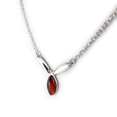 [N2273] - Silver Necklace 'Inspiration' Amber (rhodium-plated) - 18x15 Mm