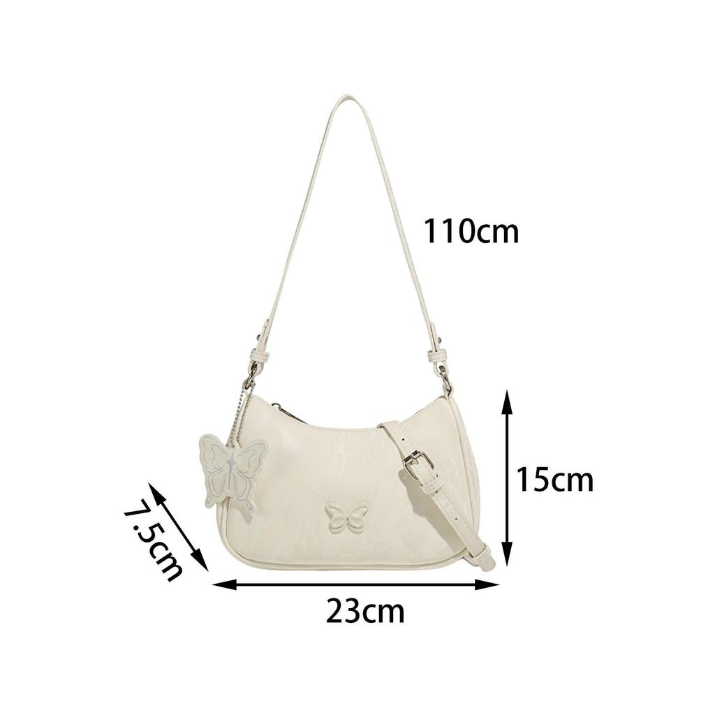 Women Underarm Bag with Butterfly Decoration Purse Fashion Female with Zipper Handbag for Party Outdoor Work Vacation Spring