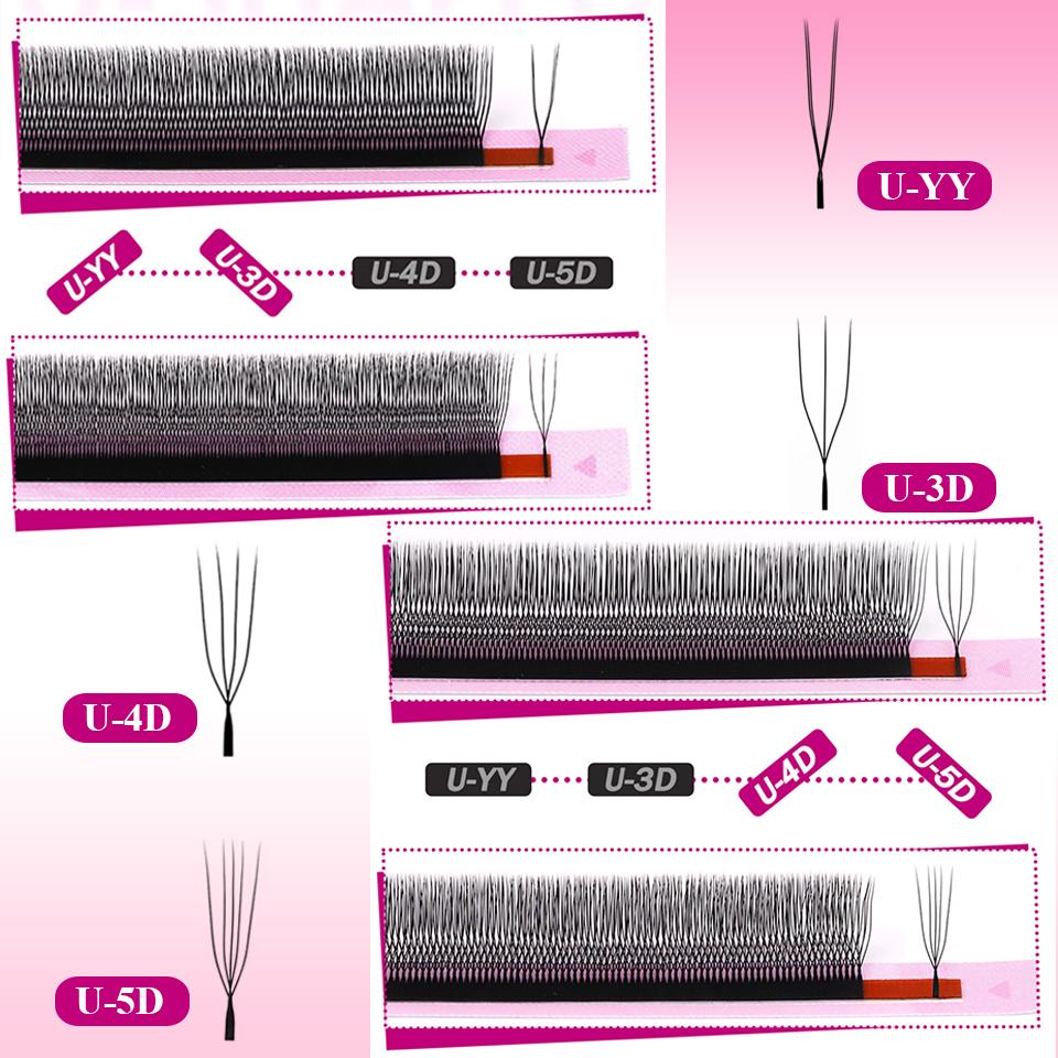 NEW Arrival U Shape Eyelash Extensions Brown 4DW U3DW U5DW Eyelash Matte Black Easily Grafting Natural 3D Fairy False Eyelashes