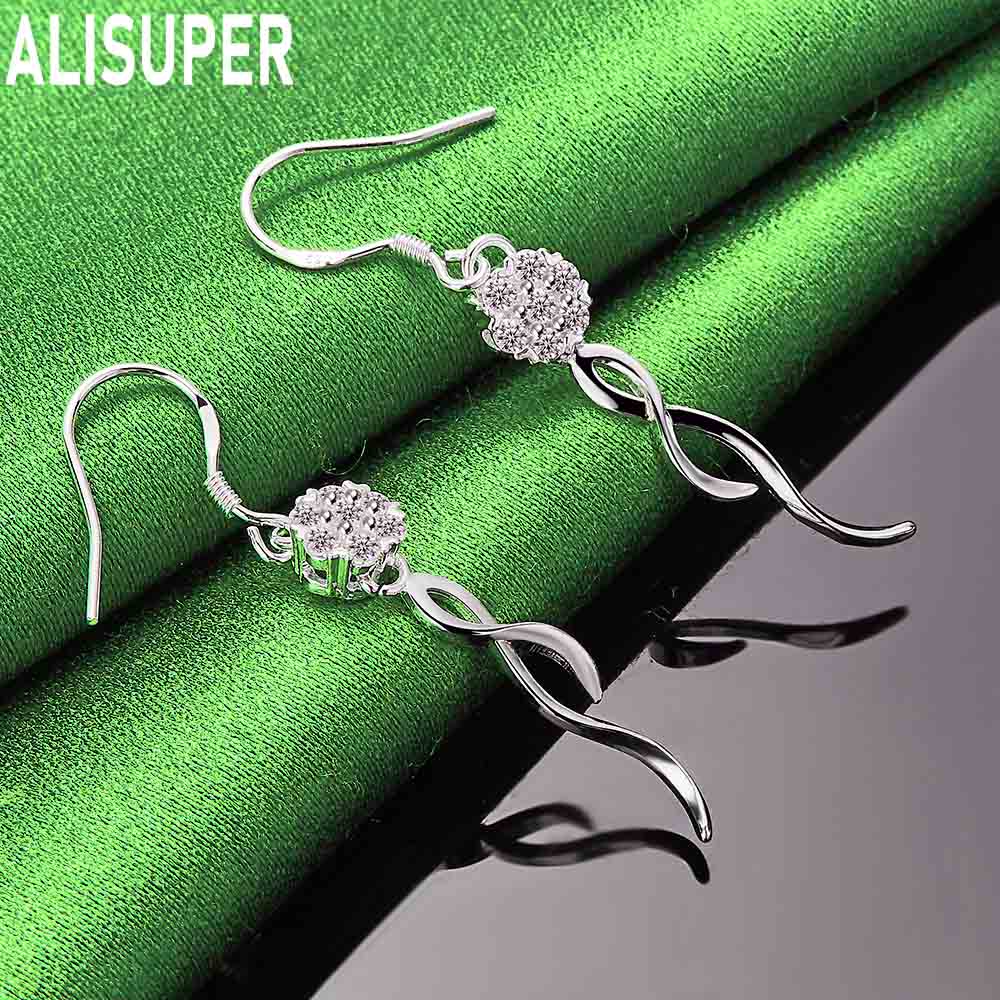 Exquisite 925 Sterling Silver Spiral Curve Earrings - Stylish Evening Jewelry