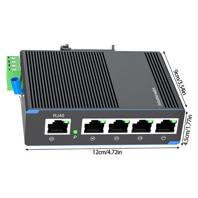 Industrial 5 Port 100Mbps Industrial Switcher 1000Mbps Industry Ethernet Networking Switcher DIN Rail Mounted Data Transfer