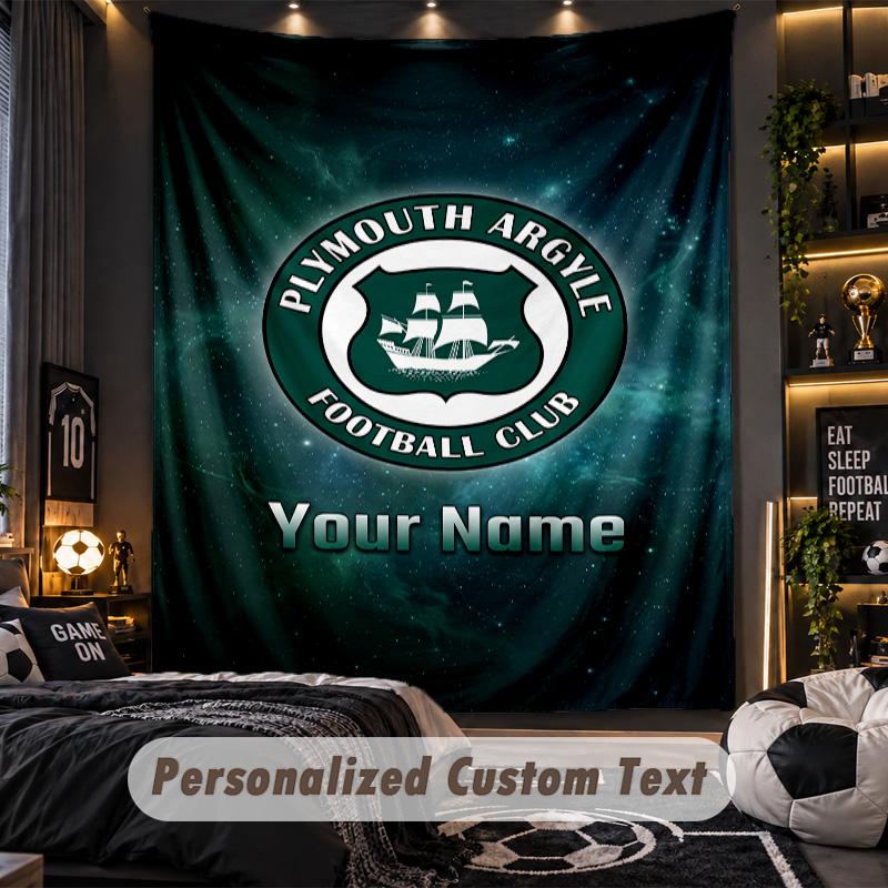 TapestryPlymouth Argyle FC Custom Name Text Personalized Wall Hanging Tapestry Home Wall Decor