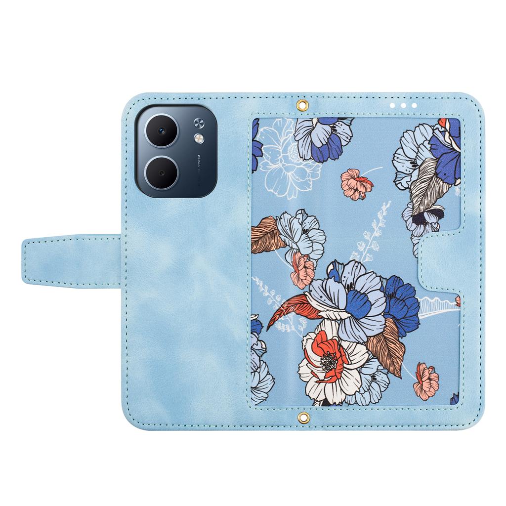 For Oppo A5x 4G Case PU Leather Floral Phone Cover with Card Slots/Wrist Strap