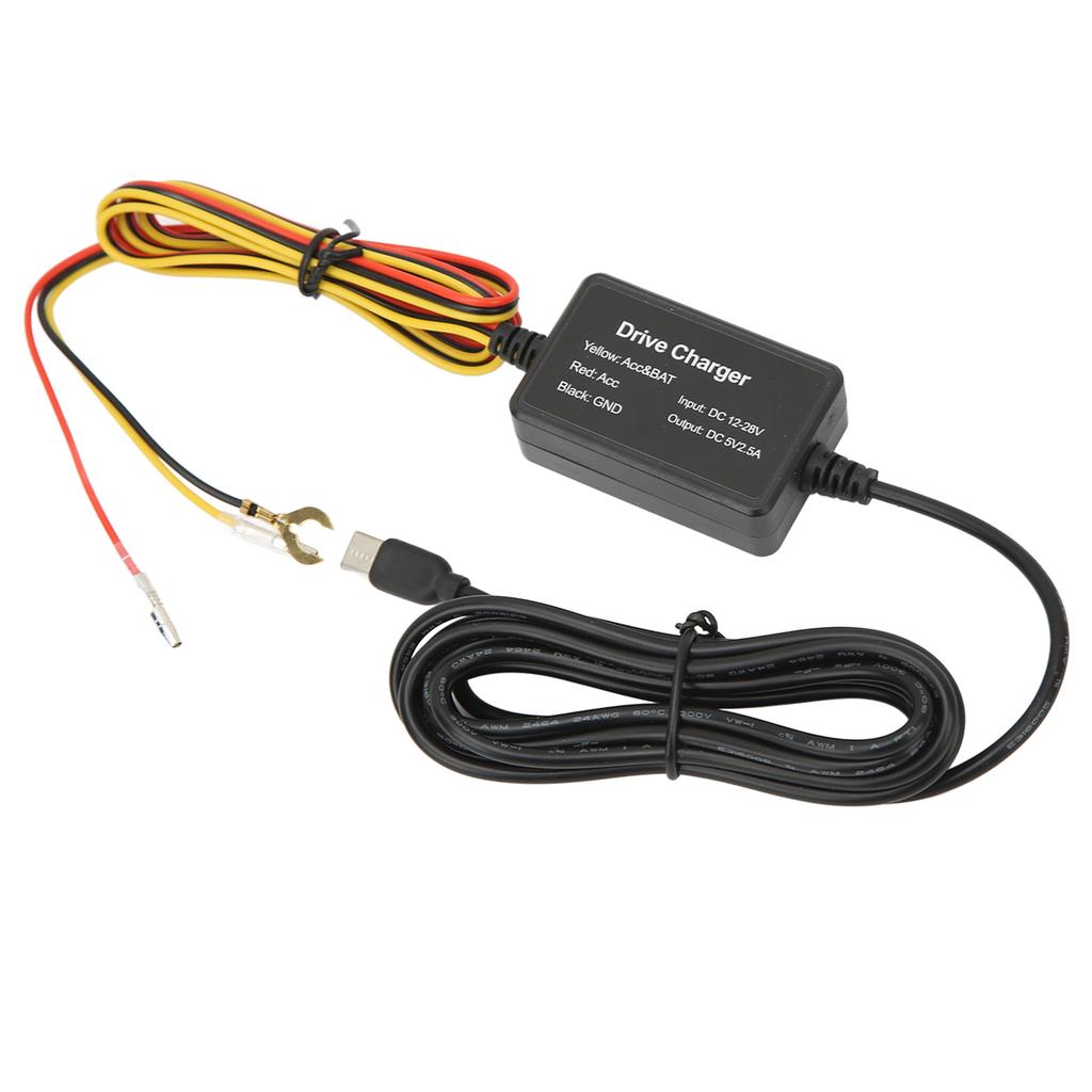 Dash Cam Hardwire Kit 12V?28V to 5V USB Adapter Overheating Protection for Mirror Cam GPS Navigator