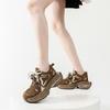 Platform Dad Shoes Women's Autumn and Winter New Brown Retro Sneakers Increase Height and Thinness Lightweight Soft-soled Women's Casual Shoes