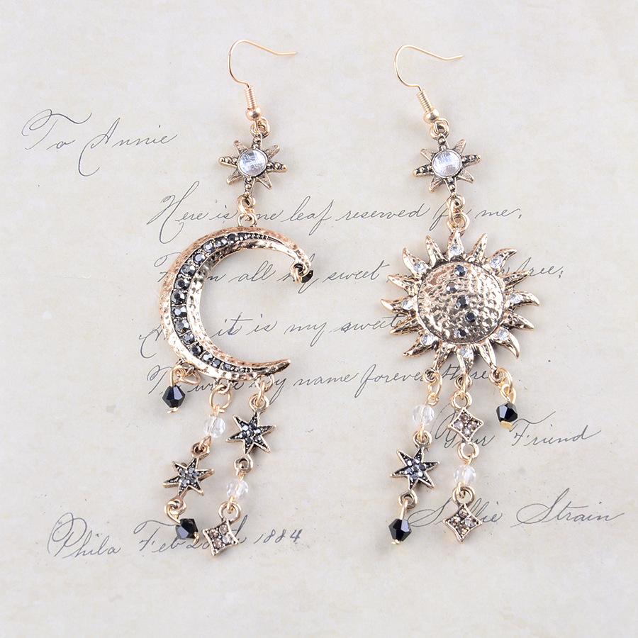 Преувеличенные Луна Солнце Звезда Модные Длинные Кисточки для Женских Серёг