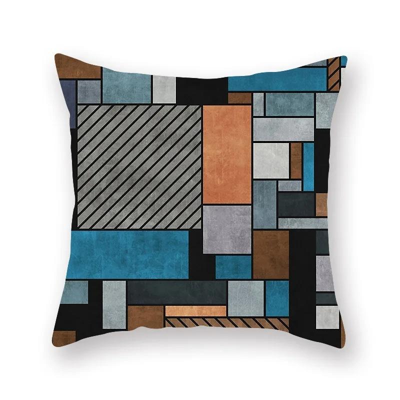 Retro Blue Printed Pillowcase Car Ornaments Office Living Room Sofa Home Pillowcase