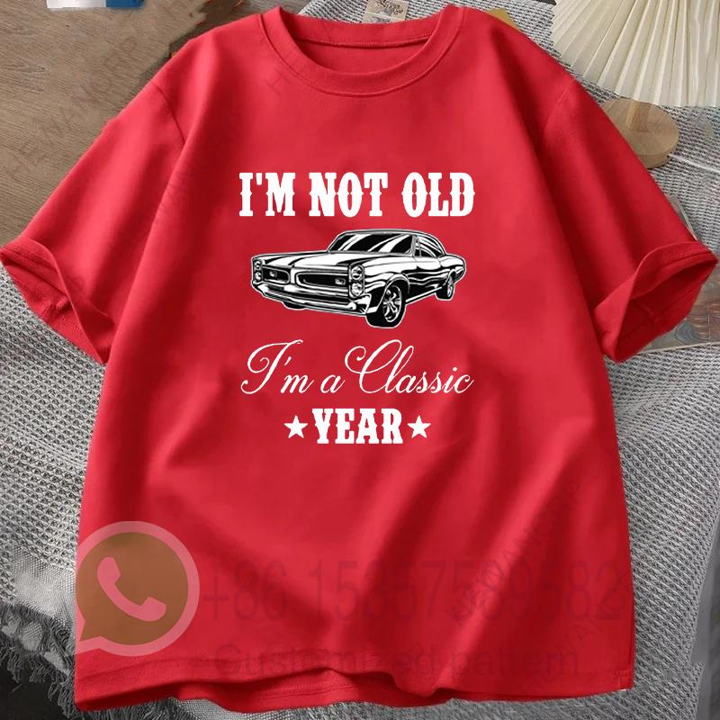 Im Not Old Herren T-Shirt Sommer Trainingsanzug Rundhals Pullover Kurzärmelig Harajuku Baumwoll Sweatshirt Lässig Atmungsaktiv Streetwear