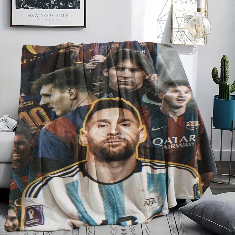 1Pc messi Print Flannel Blanket, High quality Comfortable for All Seasons, Home Decor, Warmth and Comfort, Perfect for Christmas GiftS