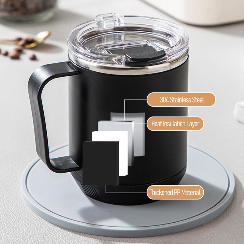 460ml Stainless Steel Coffee Mug Heat Insulation Bottle With Handle Bottom Heatable Design Milk Water Cup for Home Office