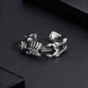 Kreativer Punk-Skelett-Öffnungsring für Männer, Retro Gothic Totenkopf Metallringe, Vintage Hip Hop Finger Schmuck Geschenk für Halloween