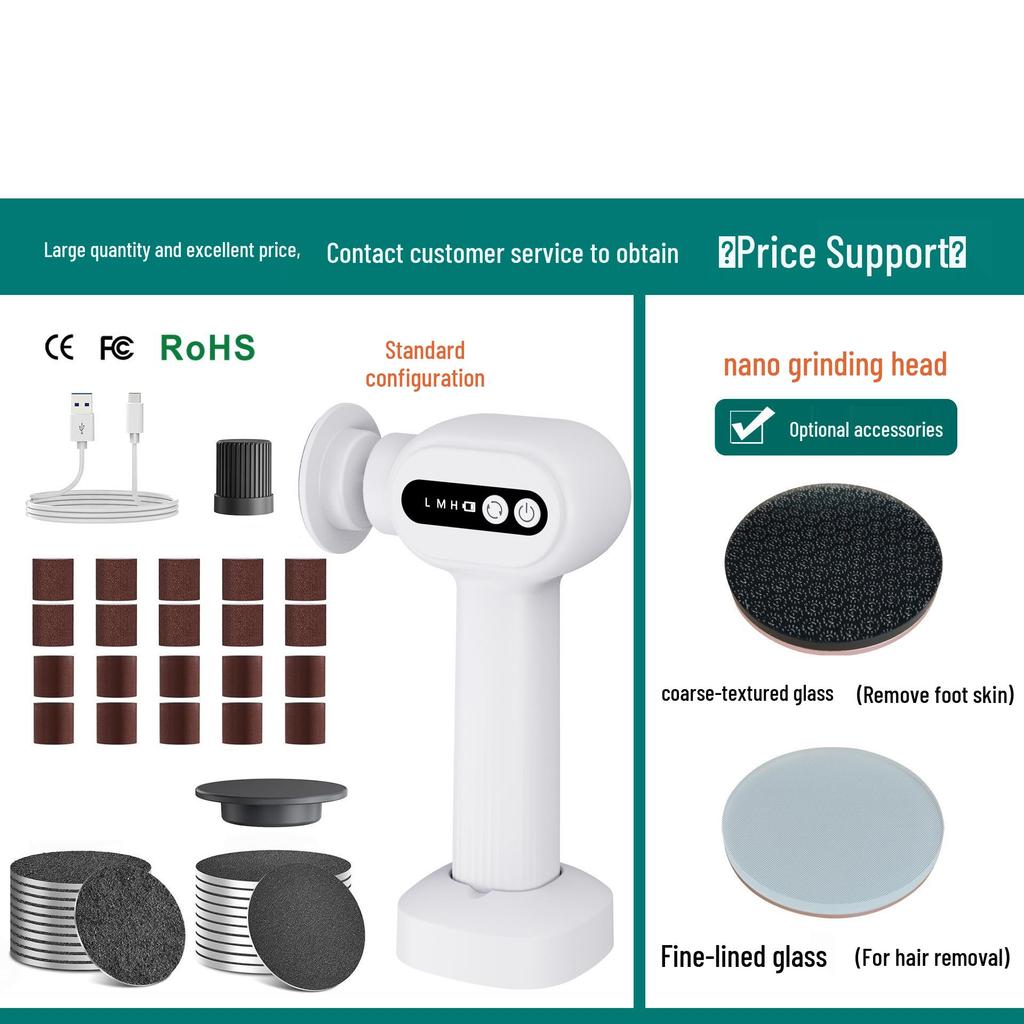 Rechargeable Electric Foot Scrubber & Grinder with Screen Display - Dual Function Pedicure/Manicure Tool with New Metal Body