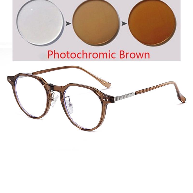 Rivet Frame Blue Light Blocking Oval Nearsighted Glasses For Women Fashion  Myopia Photochromic Eyeglasses -0.5 -0.75 To -6