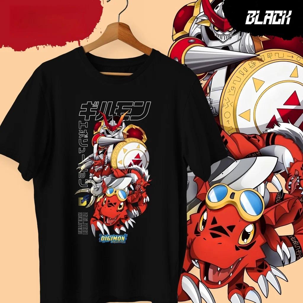 

Digimon Guilmon Эволюция Хлопковая футболка для летней моды 2026 года Мужская и женская Повседневная Косплей Футболка с коротким рукавом 4XL