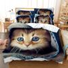 Bedding Set Pet Cat Print Quilt Cover and Pillowcase Single Double Bed Full Size Bedroom Bedding Polyester with Zipper Comfortable Quilt Cover