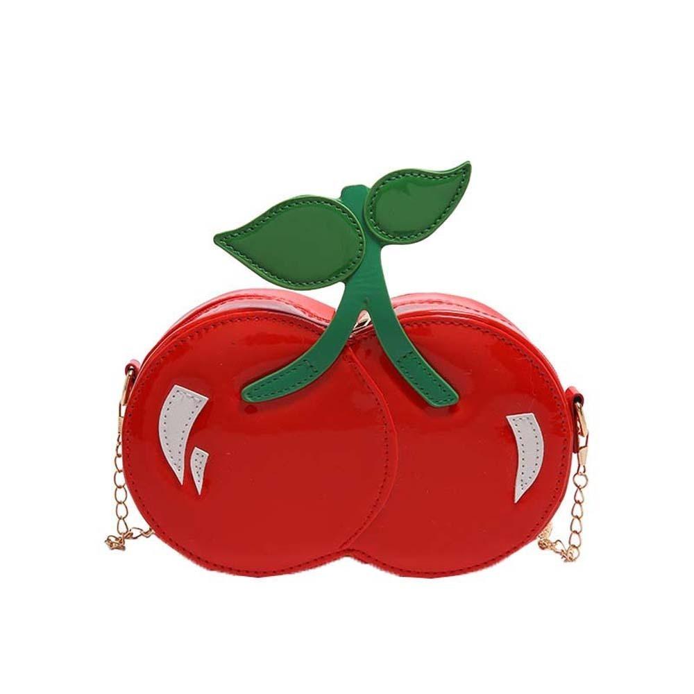 

Waterproof Chain Cherry Shape Bag Kawaii PU Shoulder Pouch Sweet Red Fruit Crossbody Bag Shopping красный