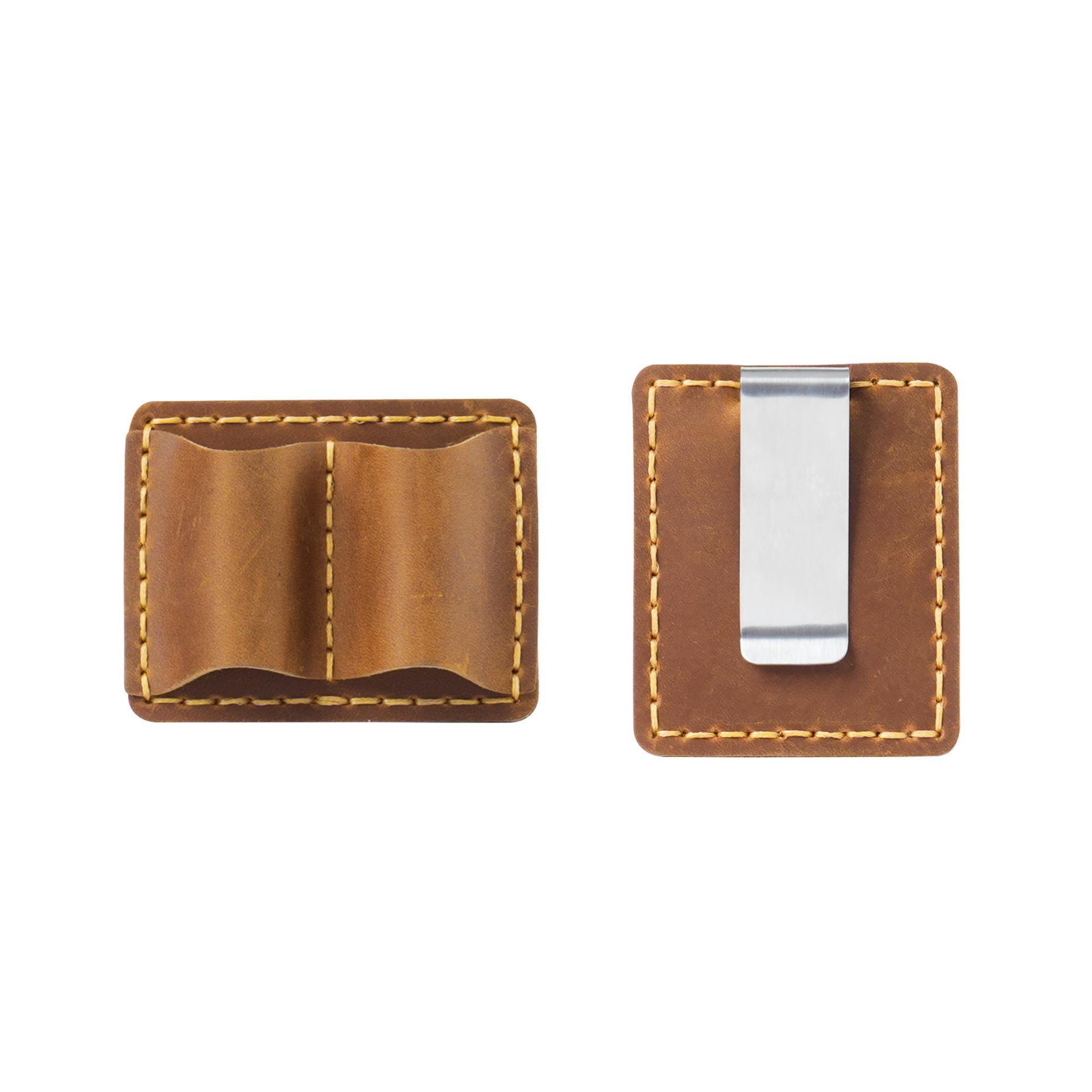 2026 Two Leather Handbook Pen Sleeves, First-layer Cowhide Handbook Accessories Two Pen Sets 7.4*6.1CM