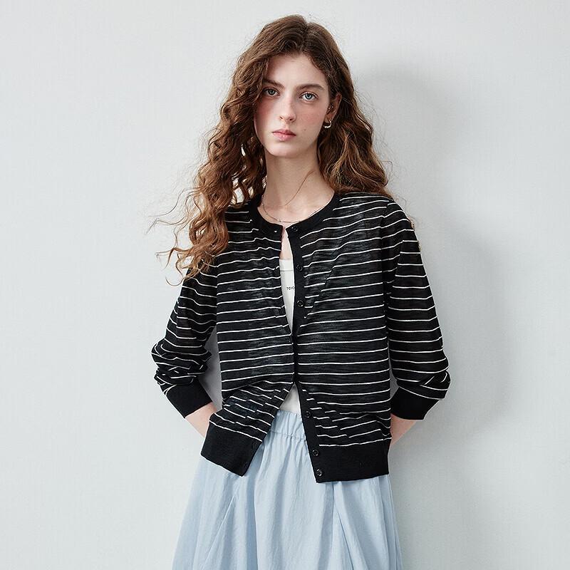 Chuyu Women's Striped Knit Cardigan