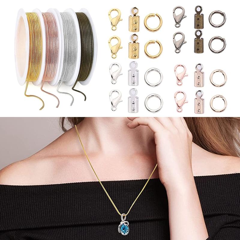 4 Rolls Snake Chains 8 Lobster Clasps 50 Jump Rings 30 Connectors Clasps for Layered Y Necklace Choker Bracelet Jewelry