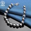 925 Sterling Silver 10mm Hollow Circle Ball Beads Silver Bracelet Jewelry