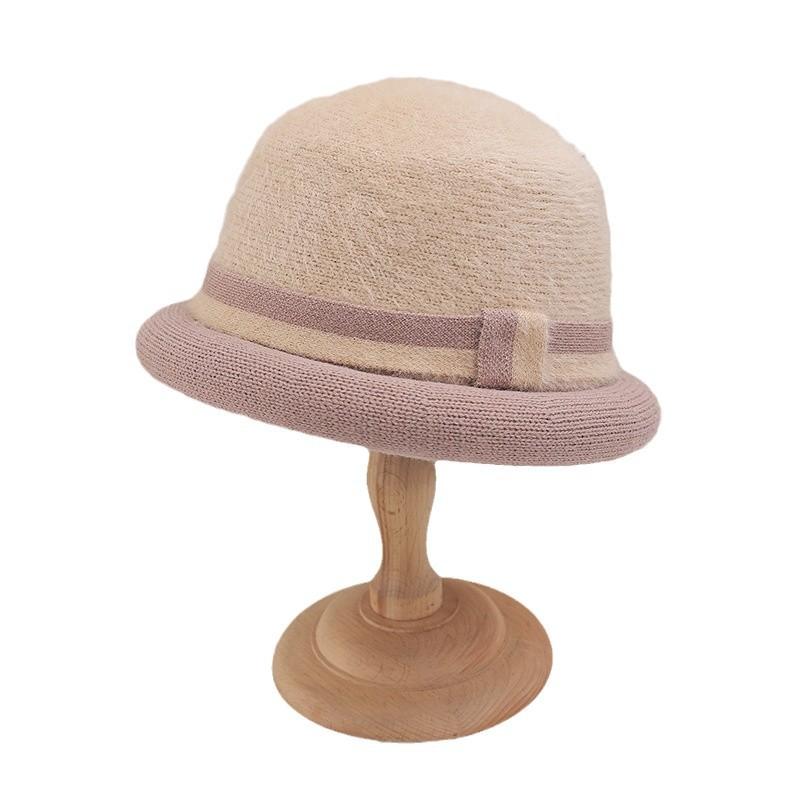 Color-blocking Korean Version FallSeason and ColdSeason BrandNew Hat for Women Style Striped Fisherman Hat ColdSeason Versatile Pot Hat Trendy and
