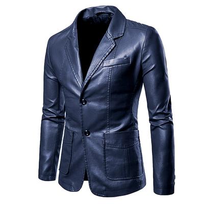 Herren PU Lederjacke Frühling und Herbst Neue Herren Anzugkragen Lederjacke Herren Lederjacke