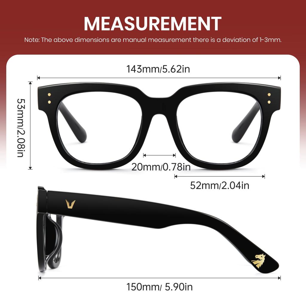 Cyxus 2026 Zodiac of the Auspicious Fashion Glasses with Blue Light and UV Unisex "Year Horse" Glasses, Protection, Stylish, (8153T01 Black)