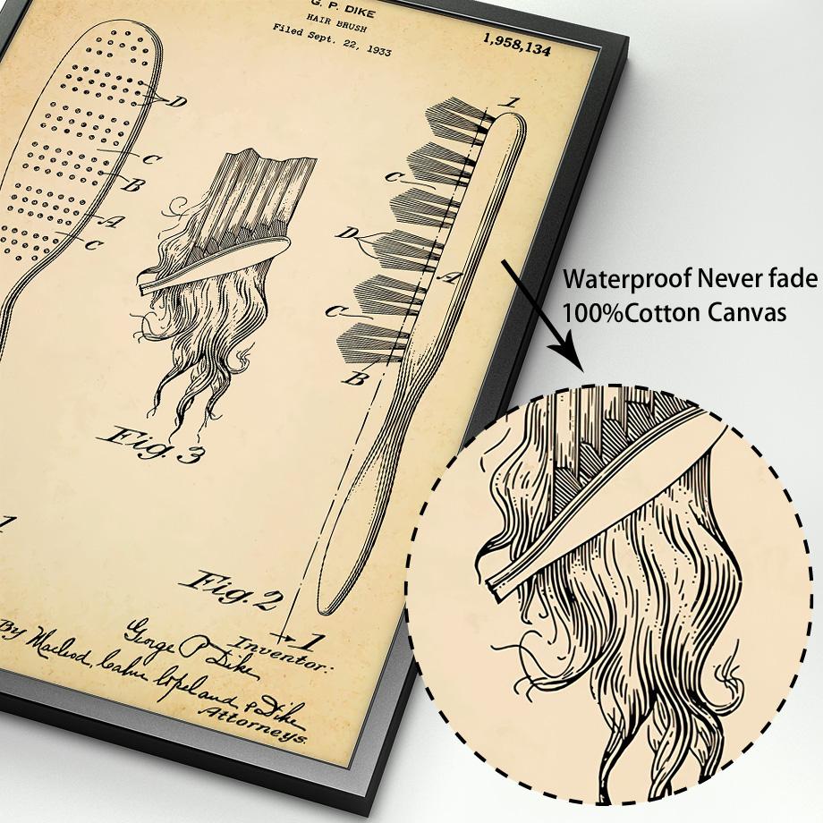 Hairdresser Shop Patent Wall Art Canvas Painting Hair Clippers Scissors Dryer Posters And Prints Art Mural Living Room Decor