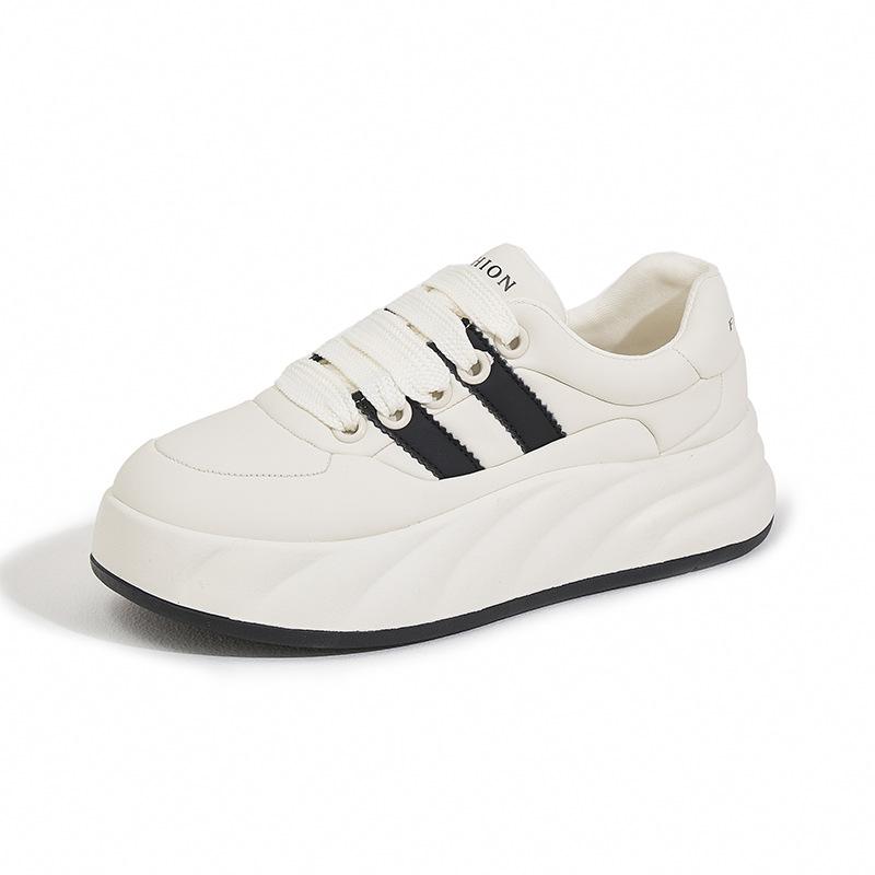 Little White Shoes Women's 2025 New Spring Versatile Student Casual Sports Shoes Flat Baseplate Shoes Soft Leather Bread Shoes