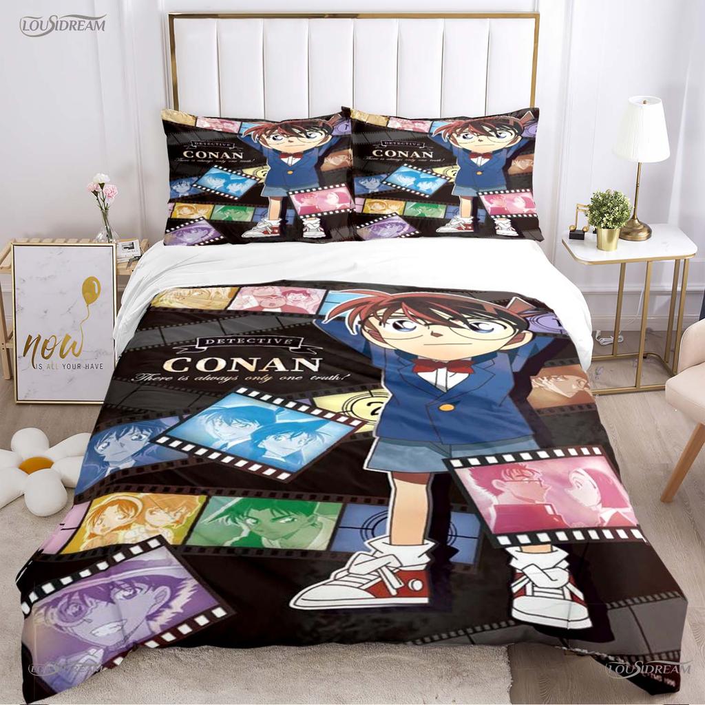 Detect Conan carton anime All Season Duvet Cover Comforter Bedding Set Soft Quilt Cover and Pillowcases Single/Double/Queen/King