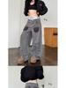 Vintage High Street Wide-Leg Jeans - Retro Washed, Letter Print, Loose Fit for Teens